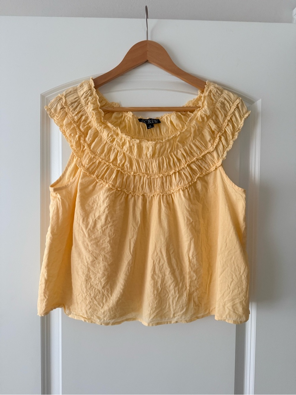 J. Crew Pale Yellow Ruffled Sleeveless Camisole